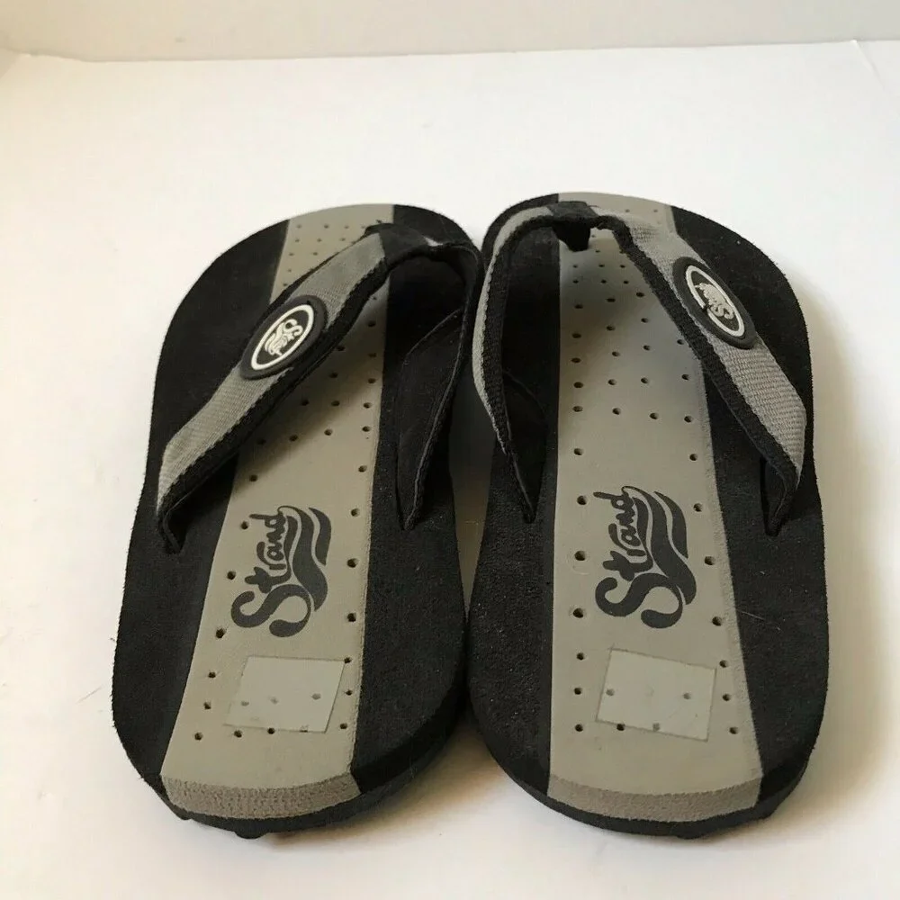 Strand‎  vintage flip flops thong sandals black foam fabric strap Men Size 8/9